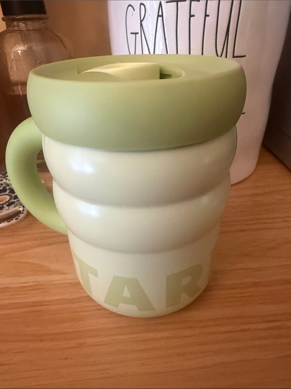 Starbucks Pale Green Travel Mug with Handle and Matching Lid